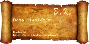 Doma Kleofás névjegykártya